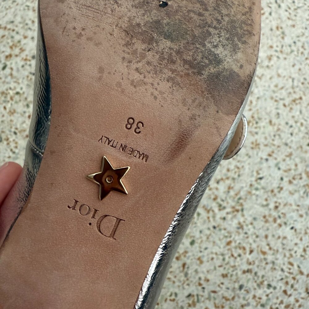 Christian Dior metallic silver mary janes shoes size 38 - Picture 6 of 9